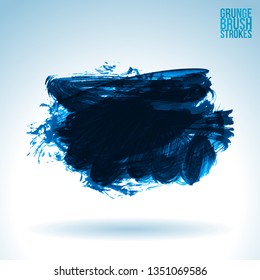 Blue brush stroke and texture. Grunge vector abstract hand - painted element. Underline and border design.