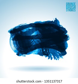 Blue brush stroke and texture. Grunge vector abstract hand - painted element. Underline and border design.