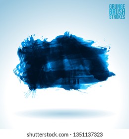 Blue brush stroke and texture. Grunge vector abstract hand - painted element. Underline and border design.