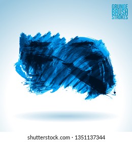 Blue brush stroke and texture. Grunge vector abstract hand - painted element. Underline and border design.