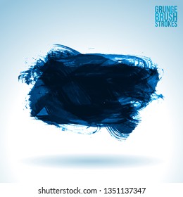 Blue brush stroke and texture. Grunge vector abstract hand - painted element. Underline and border design.