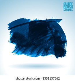 Blue brush stroke and texture. Grunge vector abstract hand - painted element. Underline and border design.