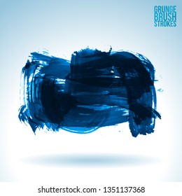 Blue brush stroke and texture. Grunge vector abstract hand - painted element. Underline and border design.