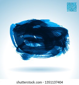 Blue brush stroke and texture. Grunge vector abstract hand - painted element. Underline and border design.