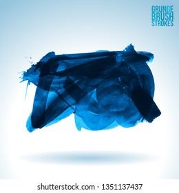 Blue brush stroke and texture. Grunge vector abstract hand - painted element. Underline and border design.
