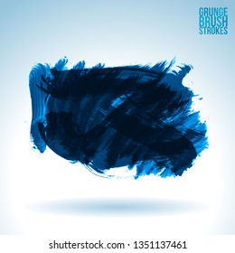 Blue brush stroke and texture. Grunge vector abstract hand - painted element. Underline and border design.