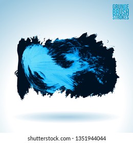 Blue brush stroke and texture. Grunge vector abstract hand - painted element. Underline and border design.