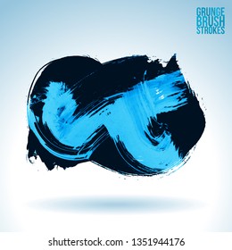Blue brush stroke and texture. Grunge vector abstract hand - painted element. Underline and border design.