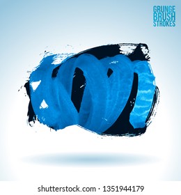 Blue brush stroke and texture. Grunge vector abstract hand - painted element. Underline and border design.
