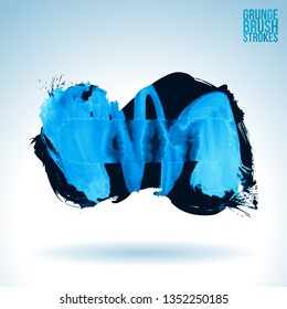 Blue brush stroke and texture. Grunge vector abstract hand - painted element. Underline and border design.