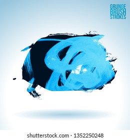 Blue brush stroke and texture. Grunge vector abstract hand - painted element. Underline and border design.