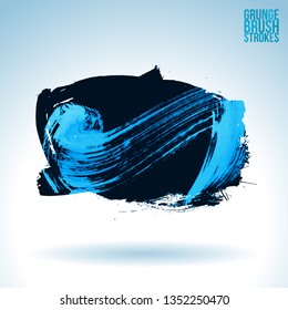 Blue brush stroke and texture. Grunge vector abstract hand - painted element. Underline and border design.
