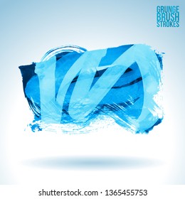 Blue brush stroke and texture. Grunge vector abstract hand - painted element. Underline and border design.