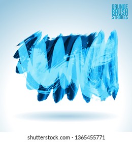 Blue brush stroke and texture. Grunge vector abstract hand - painted element. Underline and border design.