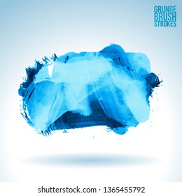 Blue brush stroke and texture. Grunge vector abstract hand - painted element. Underline and border design.