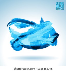 Blue brush stroke and texture. Grunge vector abstract hand - painted element. Underline and border design.