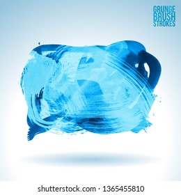 Blue brush stroke and texture. Grunge vector abstract hand - painted element. Underline and border design.