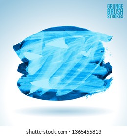 Blue brush stroke and texture. Grunge vector abstract hand - painted element. Underline and border design.