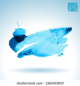 Blue brush stroke and texture. Grunge vector abstract hand - painted element. Underline and border design.