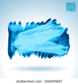 Blue brush stroke and texture. Grunge vector abstract hand - painted element. Underline and border design.