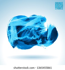 Blue brush stroke and texture. Grunge vector abstract hand - painted element. Underline and border design.