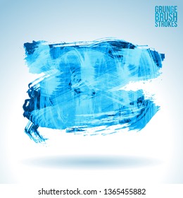 Blue brush stroke and texture. Grunge vector abstract hand - painted element. Underline and border design.