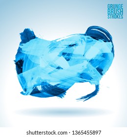 Blue brush stroke and texture. Grunge vector abstract hand - painted element. Underline and border design.