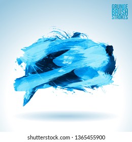 Blue brush stroke and texture. Grunge vector abstract hand - painted element. Underline and border design.