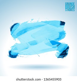 Blue brush stroke and texture. Grunge vector abstract hand - painted element. Underline and border design.