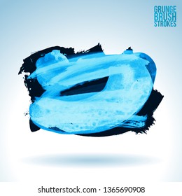 Blue brush stroke and texture. Grunge vector abstract hand - painted element. Underline and border design.
