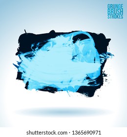 Blue brush stroke and texture. Grunge vector abstract hand - painted element. Underline and border design.