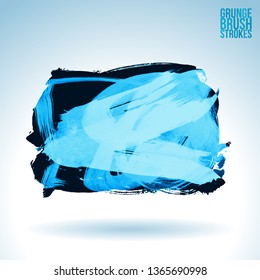 Blue brush stroke and texture. Grunge vector abstract hand - painted element. Underline and border design.