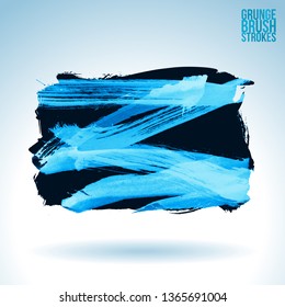 Blue brush stroke and texture. Grunge vector abstract hand - painted element. Underline and border design.
