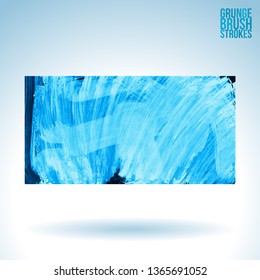 Blue brush stroke and texture. Grunge vector abstract hand - painted element. Underline and border design.