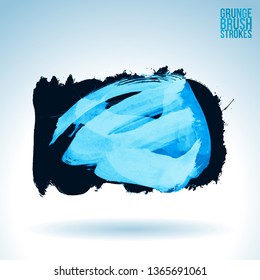Blue brush stroke and texture. Grunge vector abstract hand - painted element. Underline and border design.