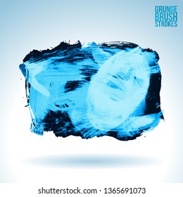 Blue brush stroke and texture. Grunge vector abstract hand - painted element. Underline and border design.