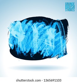 Blue brush stroke and texture. Grunge vector abstract hand - painted element. Underline and border design.