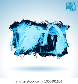 Blue brush stroke and texture. Grunge vector abstract hand - painted element. Underline and border design.