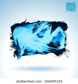 Blue brush stroke and texture. Grunge vector abstract hand - painted element. Underline and border design.