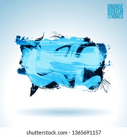 Blue brush stroke and texture. Grunge vector abstract hand - painted element. Underline and border design.