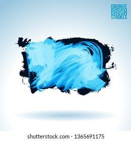 Blue brush stroke and texture. Grunge vector abstract hand - painted element. Underline and border design.
