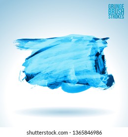 Blue brush stroke and texture. Grunge vector abstract hand - painted element. Underline and border design.