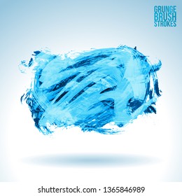 Blue brush stroke and texture. Grunge vector abstract hand - painted element. Underline and border design.