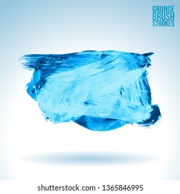 Blue brush stroke and texture. Grunge vector abstract hand - painted element. Underline and border design.
