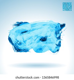 Blue brush stroke and texture. Grunge vector abstract hand - painted element. Underline and border design.