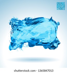 Blue brush stroke and texture. Grunge vector abstract hand - painted element. Underline and border design.
