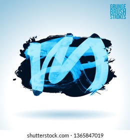 Blue brush stroke and texture. Grunge vector abstract hand - painted element. Underline and border design.