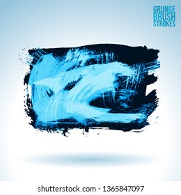 Blue brush stroke and texture. Grunge vector abstract hand - painted element. Underline and border design.