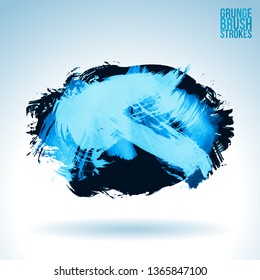 Blue brush stroke and texture. Grunge vector abstract hand - painted element. Underline and border design.