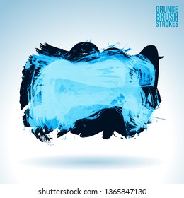 Blue brush stroke and texture. Grunge vector abstract hand - painted element. Underline and border design.
